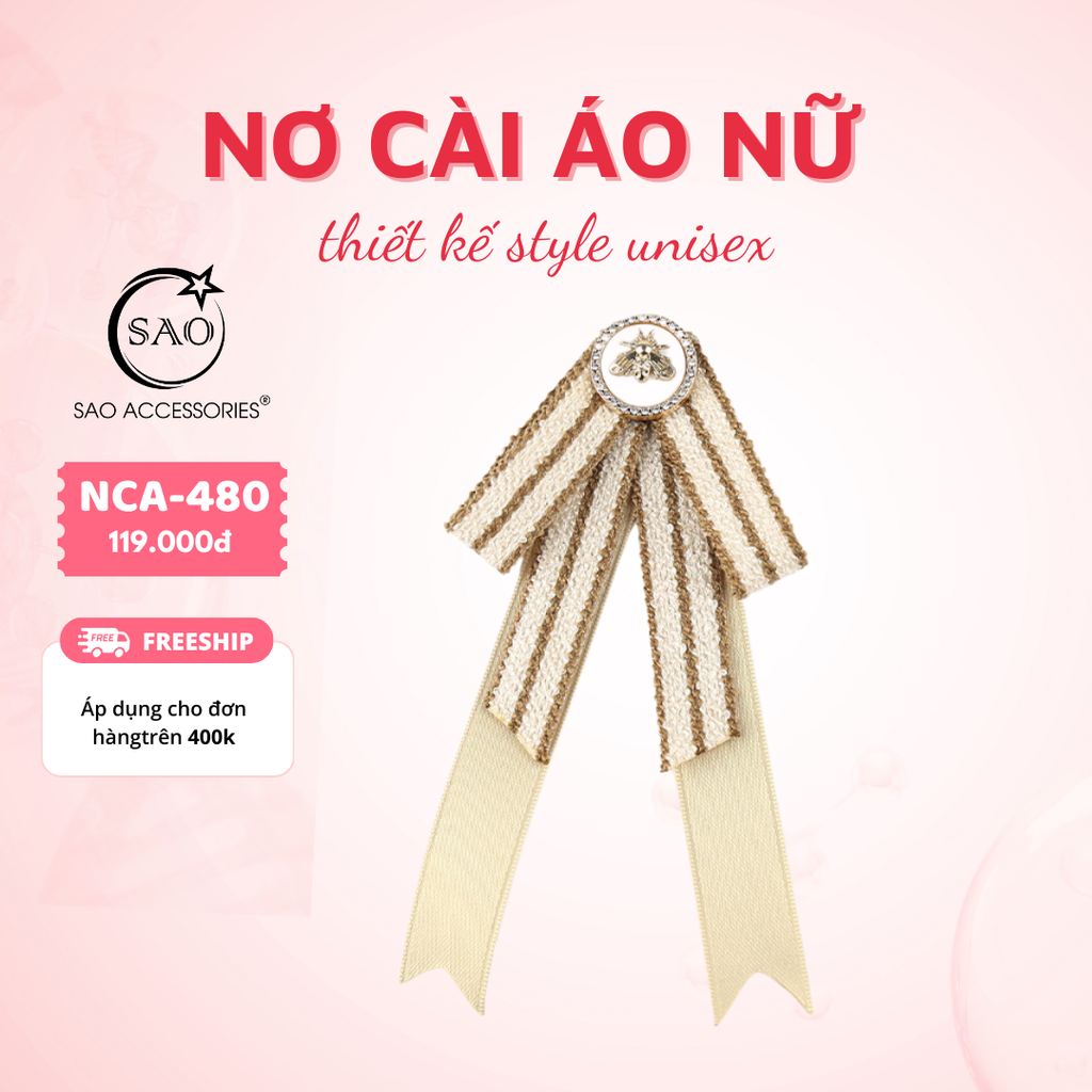 Nơ Cài Áo Nữ Thiết Kế Cao Cấp (NCA480)