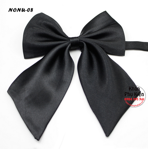 Nơ Cài Áo Nơ Đeo Cổ Nữ Trơn Màu Đen (NONU08)