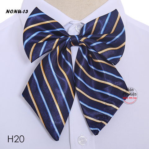 Nơ Cài Áo Nơ Đeo Cổ Nữ Kẻ Sọc Màu Tím (NONU13)