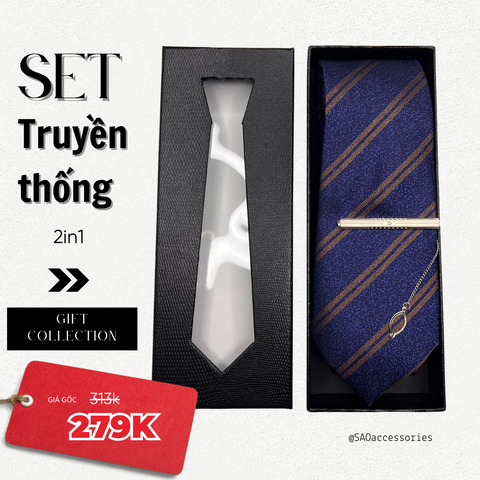 SET QUÀ TẶNG CARAVAT 2IN1 TRUYỀN THỐNG CHO NAM