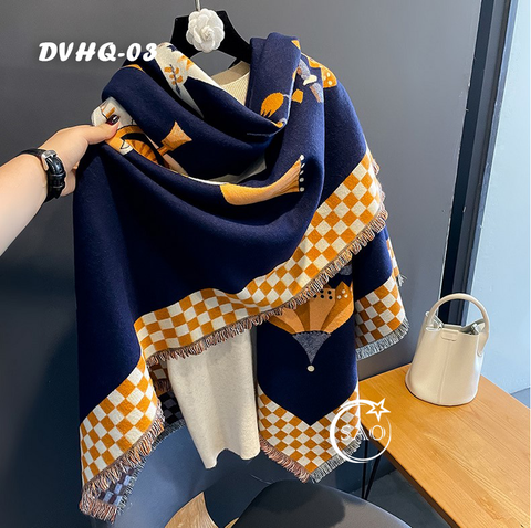 Khăn Choàng Dạ Cashmere Vuông Luxury Phiên Bản Mới (DVHQ03)
