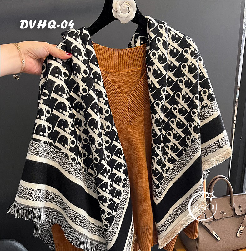 Khăn Choàng Dạ Cashmere Vuông Luxury Phiên Bản Mới (DVHQ04)