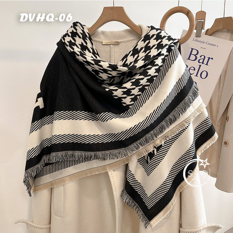 Khăn Choàng Dạ Cashmere Vuông Luxury Phiên Bản Mới (DVHQ06)