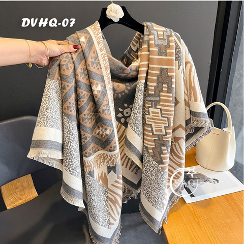 Khăn Choàng Dạ Cashmere Vuông Luxury Phiên Bản Mới (DVHQ07)