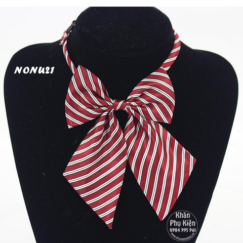 Nơ Cài Áo Nơ Đeo Cổ Nữ Kẻ Sọc Màu Tím (NONU21)
