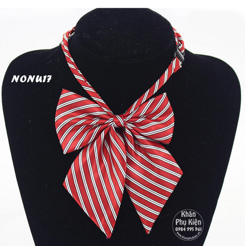 Nơ Cài Áo Nơ Đeo Cổ Nữ Kẻ Sọc Màu Tím (NONU17)