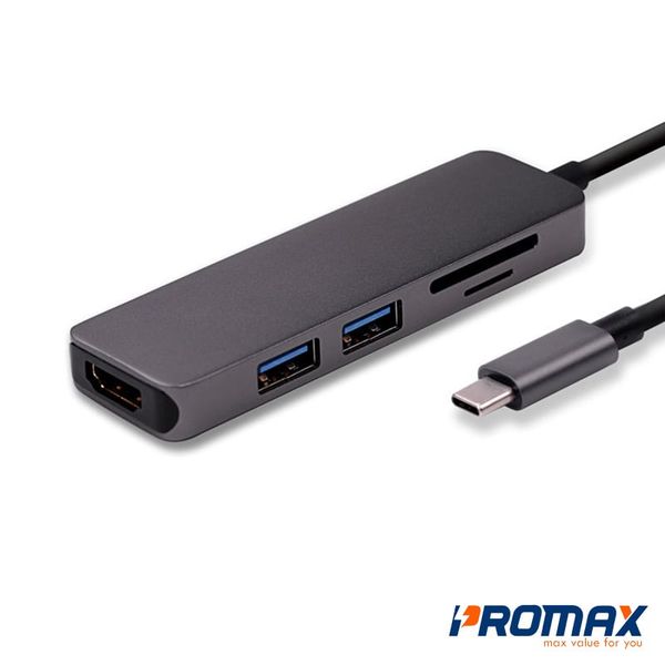 Dock Hub đa năng 5 trong 1 Promax với Type C, HDMI, USB 3.0, đầu đọc thẻ, sạc nhanh cho Macbook