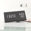 Đồng hồ báo thức điện tử vỏ gỗ tam giác Promax với chế độ Dual Time ( 12/24), đo nhiệt độ phòng ngủ,độ ẩm
