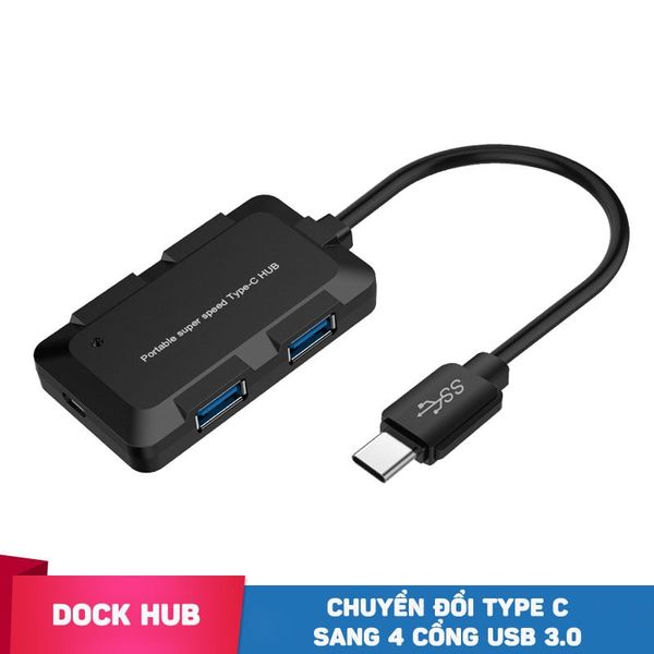 Bộ dock Hub chuyển đổi Type C sang 4 cổng USB 3.0 cho Macbook, thiết bị cổng Type C Aturos OT-9102 (Màu đen)