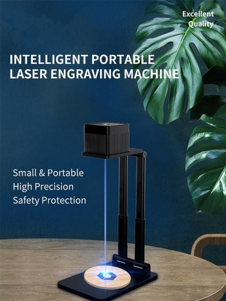 Máy khắc laser mini Laser Cube tích hợp giá đỡ kim loại auto focus (pro stand) khắc trên da, giấy, gỗ, đồ thủ công mỹ nghệ DIY