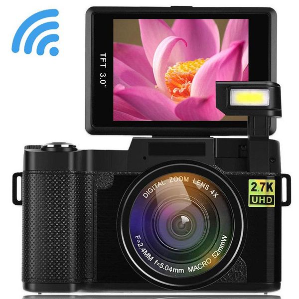 Máy ảnh kĩ thuật số mini tích hợp máy quay phim Aturos ES-CDRW Vlog 2.7K Ultra HD, Màn hình lật 180 độ, 3 inches, kết nối wifi (tích hợp ống kính góc rộng và macro)