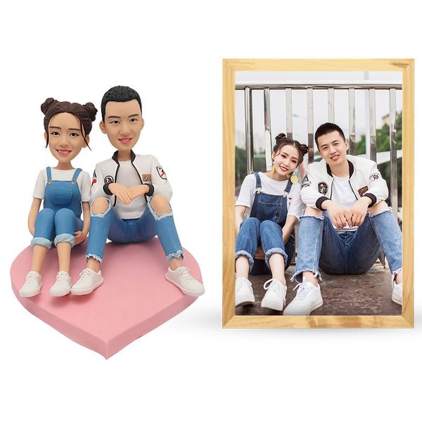 Làm tượng 3D chibi đất sét nung theo ảnh chụp đôi tình nhân