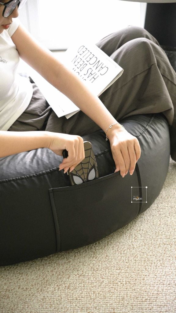Ghế Lười Hạt Xốp Hình Tròn Bọc Da