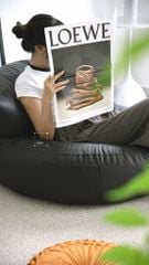 Ghế Lười Hạt Xốp Hình Tròn Bọc Da