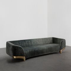 Ghế Sofa Dài Nhung Phối Viền Vàng Cách Điệu