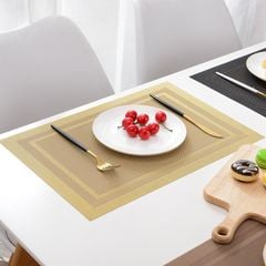 Tấm Lót Bàn Ăn PVC Thiết Kế Viền Caro Sang Trọng