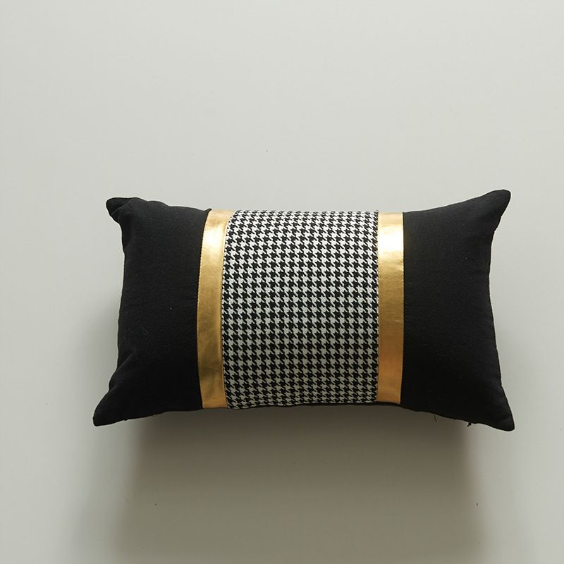 Vỏ Gối Tựa Lưng Áo Gối Trắng Đen Phối Viền Vàng Phong Cách Đơn Giản