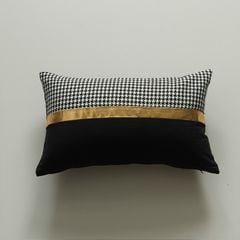 Vỏ Gối Tựa Lưng Áo Gối Trắng Đen Phối Viền Vàng Phong Cách Đơn Giản