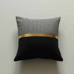 Vỏ Gối Tựa Lưng Áo Gối Trắng Đen Phối Viền Vàng Phong Cách Đơn Giản