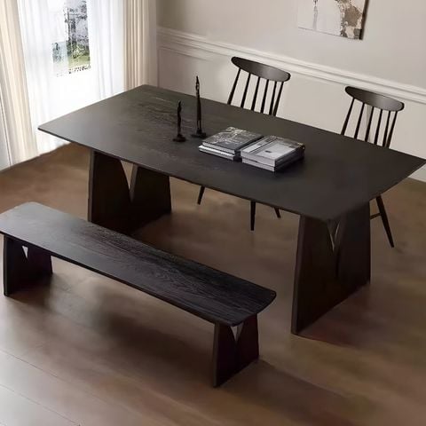 Bàn Ăn Gỗ Phong Cách Japandi Chân V