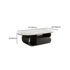 Bàn Trà Oval Chân Gỗ Mặt Đá Casual