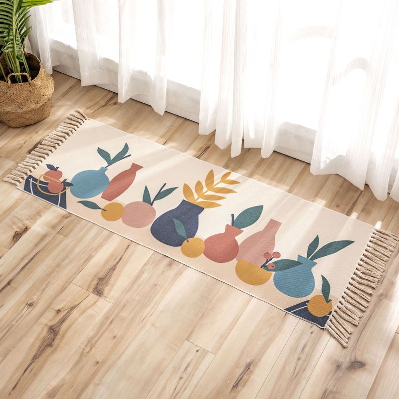 Thảm Canvas Trải Chân Giường Boho Trang Trí Phòng Có Nhiều Size