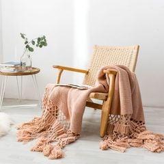 Chăn Đan Len Dệt Tua Rua Kiểu Mỹ Decor Sofa Giường Ngủ