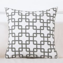 Vỏ Gối Tựa Lưng Linen Dệt Thêu Nổi Hình Học Tối Giản