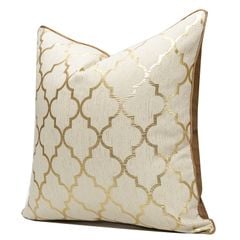 Vỏ Gối Tựa Lưng Trang Trí Thêu Cao Cấp Size 50cm - Kim Cương Vàng