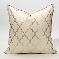 Vỏ Gối Tựa Lưng Trang Trí Thêu Cao Cấp Size 50cm - Kim Cương Vàng