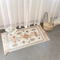 Thảm Canvas Trải Sàn Tua Rua Phong Cách Bắc Âu Trải Chân Giường Phòng Khách