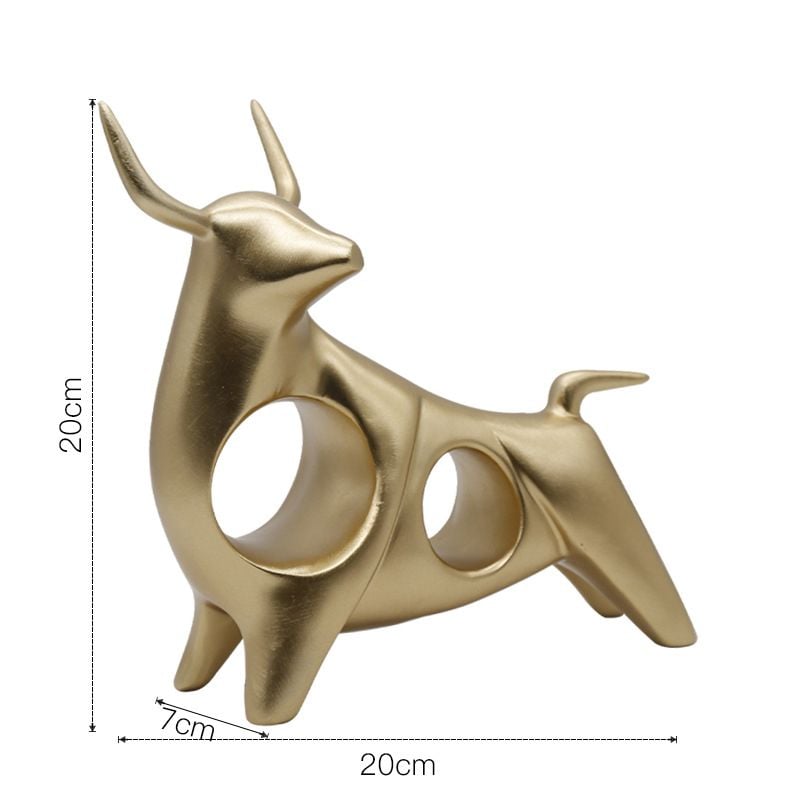 Tượng Bò Vàng Trang Trí Tủ Kệ Phòng Khách Hiện Đại