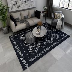 Thảm Nhung Nỉ Trải Sàn Trang Trí Phòng Khách Thổ Cẩm Trắng Đen