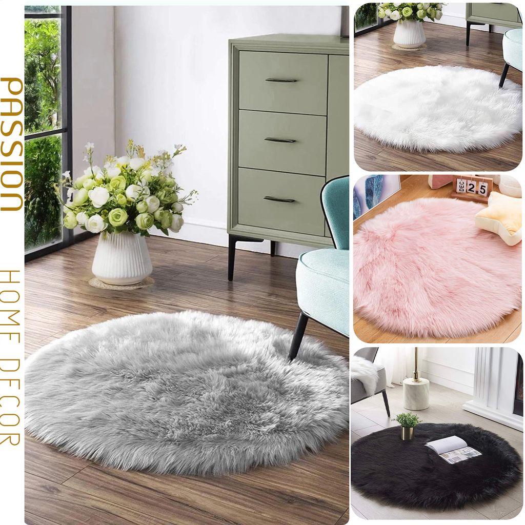 Thảm Lông Tròn Siêu Mịn Trang Trí PA9165