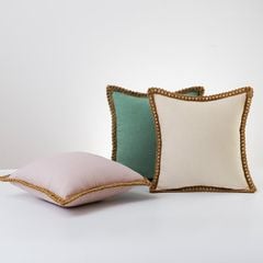 Vỏ Gối Tựa Lưng Bố Dày Viền Sợi Gai Dầu Phong Cách Âu Mỹ