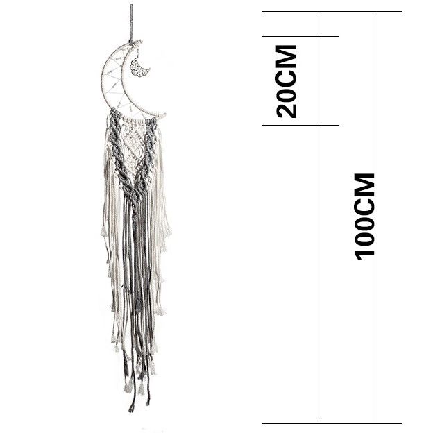 Dream catcher Mặt Trăng Dệt Phối Xám Trắng