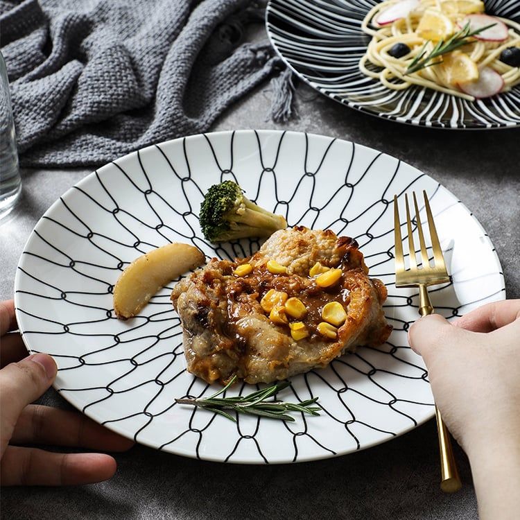 Dĩa Ăn Tròn Họa Tiết Lưới Bắc Âu