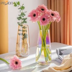 Bình Hoa Thủy Tinh Trong Suốt Mạ Điện Màu Khói