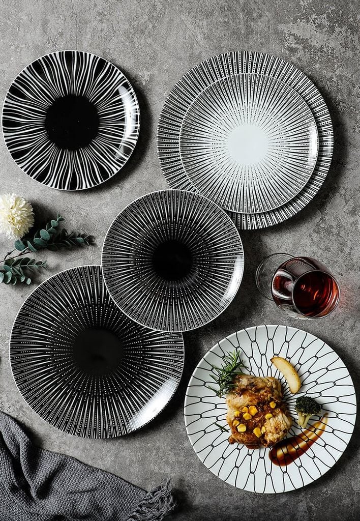 Dĩa Ăn Tròn Họa Tiết Lưới Bắc Âu