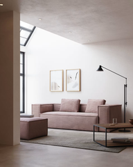 Ghế Sofa Băng Dài Đơn Giản Nhung Tăm Phối Gối Tựa Vuông