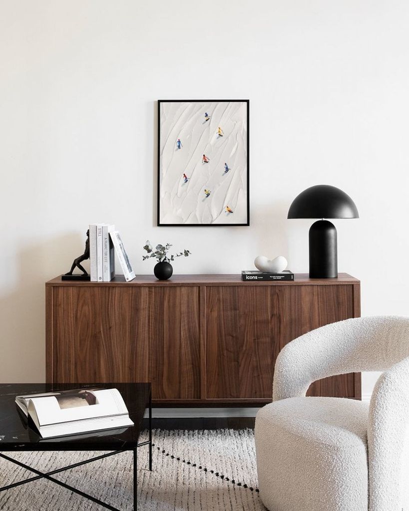 Tranh Treo Tường Abstract Art Tiny People Skiing Snowy Moutains