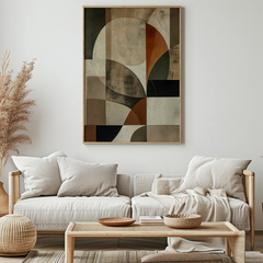 Tranh Mid Century Modern Color Block Nâu Đỏ