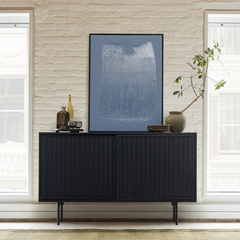 Tủ Console Sọc Dọc Cửa Lùa Chân Sắt