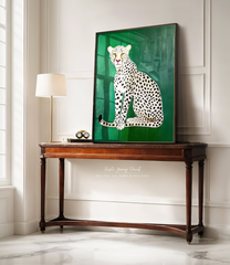 Tranh Treo Tương Cao Cấp Leopard Nền Xanh Trendy
