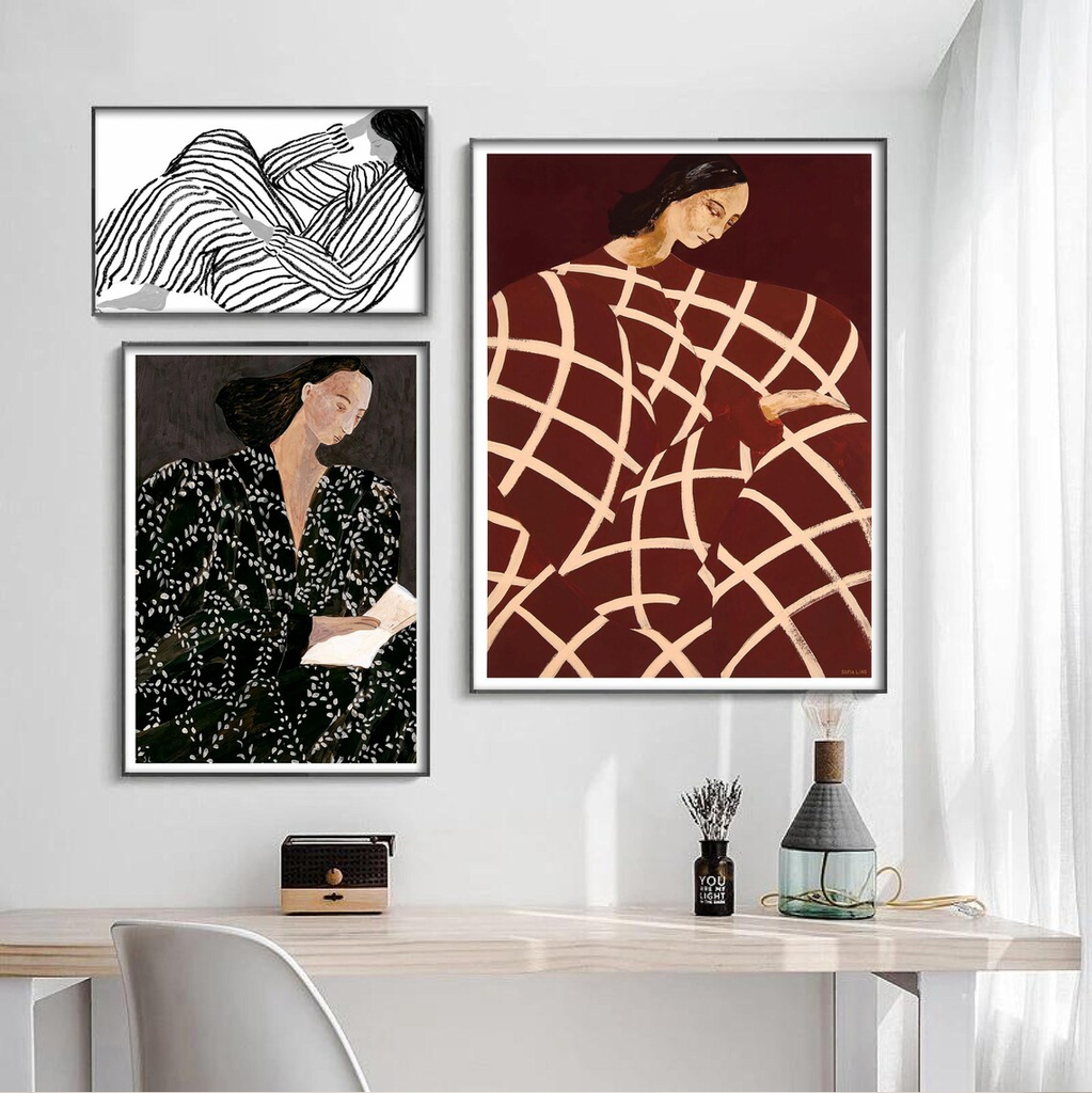 Tranh Treo Tường Sofia Lind Portrait Áo Đỏ