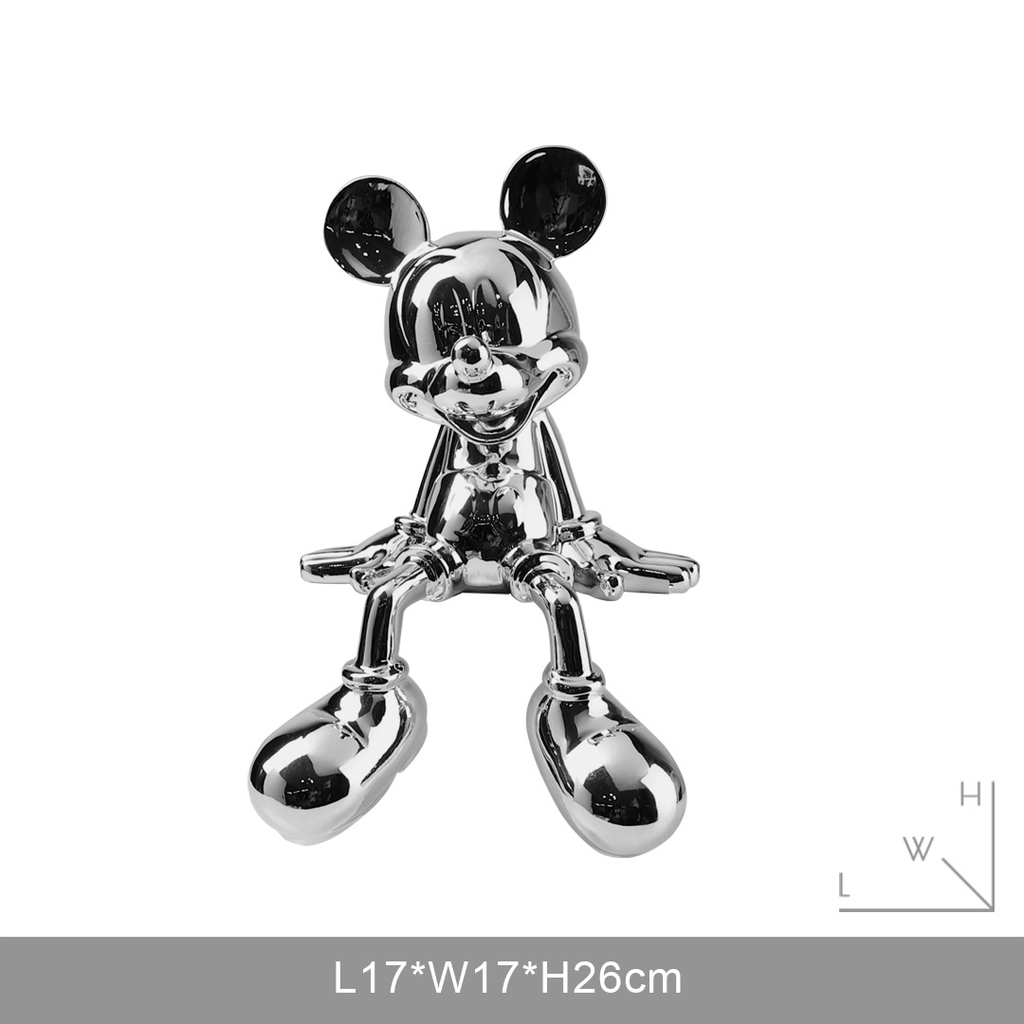 Tượng Decor Chuột Mickey Ngồi Thư Giãn Trang Trí