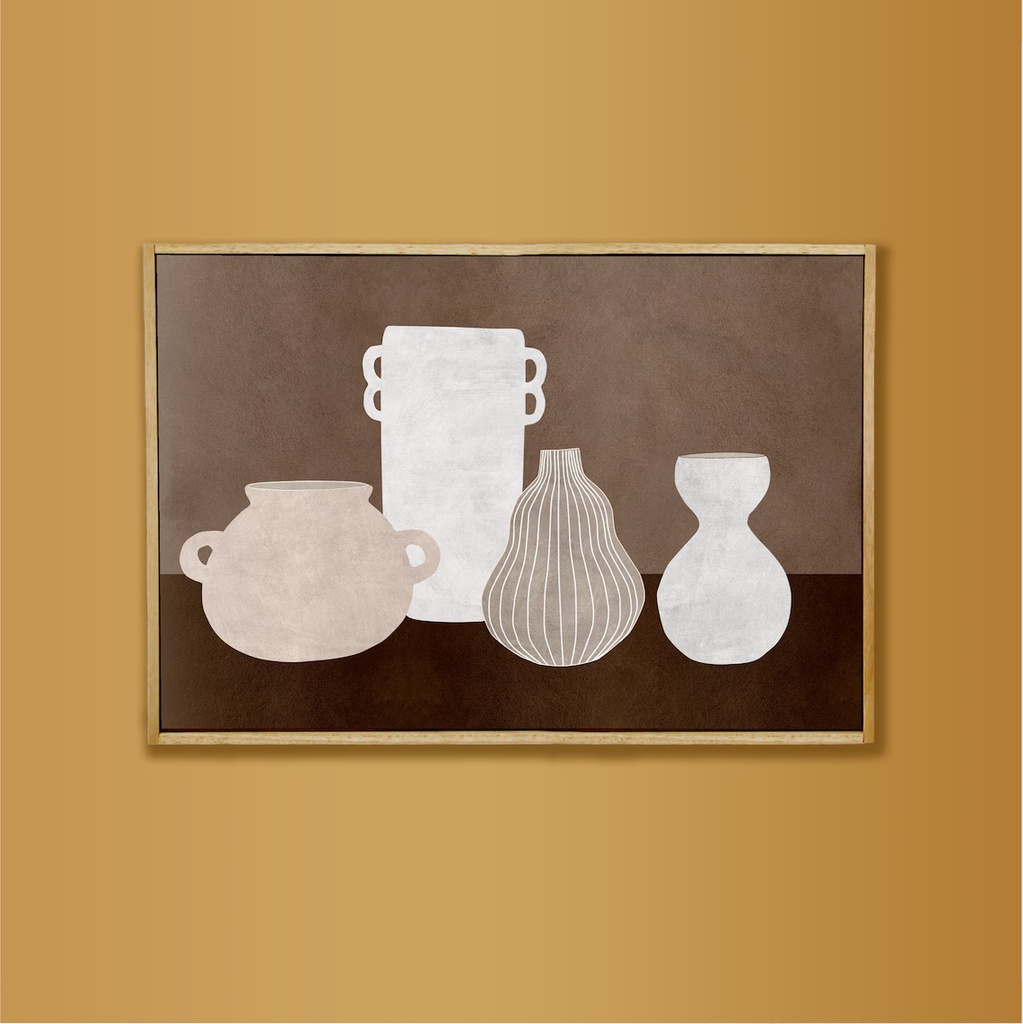 Tranh Treo Tường Bộ Bình Hoa Scandinavian Beige Neutrals