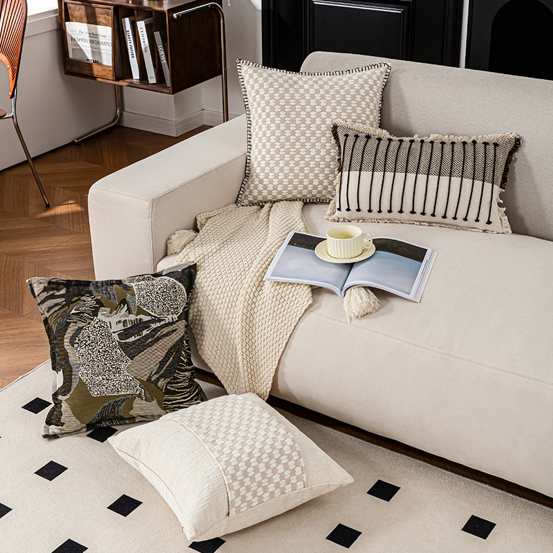 Vỏ Gối Tựa Lưng Sofa Phong Cách Rustic Xanh Xám