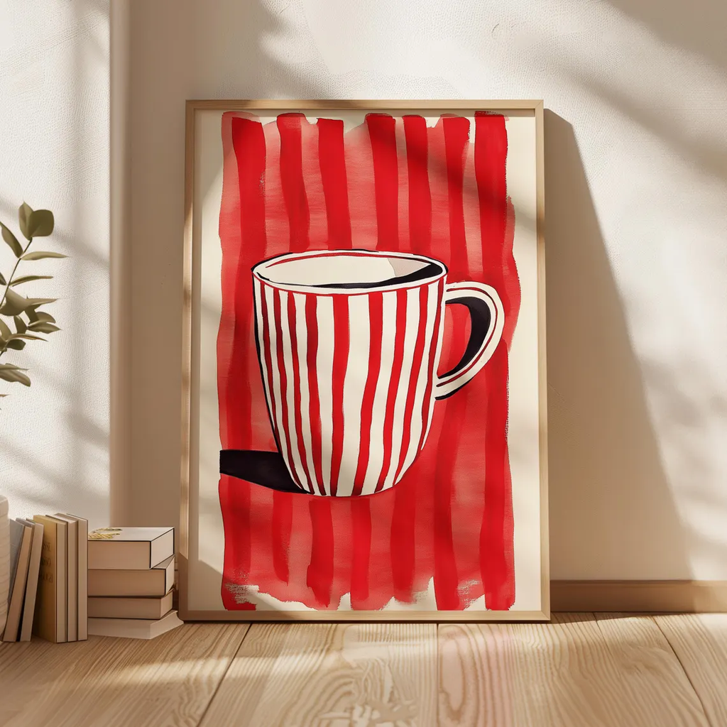 Tranh Treo Tường Painting Art Cốc Sọc Đỏ