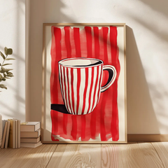 Tranh Treo Tường Painting Art Cốc Sọc Đỏ
